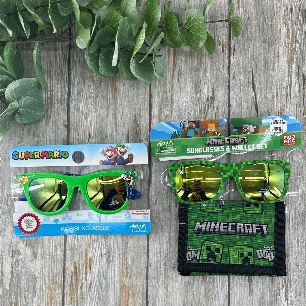 Nintendo Super Mario & Minecraft Green Sunglasses Set